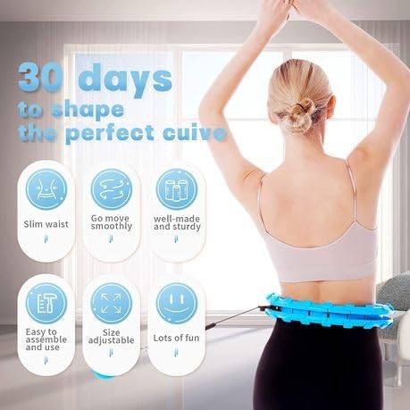 Waist Toning Adjustable Weighted Hula Hoop - 24 Links - Blue
