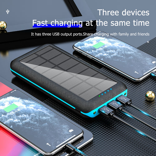 30000mAh Solar Power Bank with 3 USB Outputs